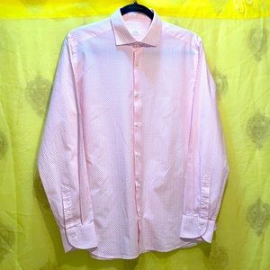 MEN CALIBAN RED/WHITE BUTTON-DOWN SHIRT REAR YOKE SZ 40/15 3/4